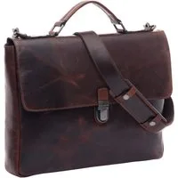 SID & VAIN Umhängetasche echt Leder groß 15 Zoll Laptop Fach dark-chestnut, Businesstasche 15 Zoll echt Leder Unisex, Aktentasche braun