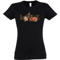 Urban Backwoods Print-Shirt Love Flowers Damen T-Shirt Blumen Blume Liebe Tattoo Art Girl Gothic (1-tlg) Romantic Rockabella Flower Roses