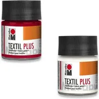 Marabu Textilfarbe Marabu Textil Plus Textilfarbe weiß 50ml + kaminrot 50ml Set
