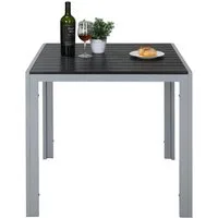 TLGREEN Gartentisch Aluminiumrahmen Quadratisch (75x75cm WPC Balkontisch Wetterfest, Quadratisch Terrassentisch, 1 Tisch), Esstisch Outdoor, Hitze- und Wetterbeständig, rutschfest-schwarz