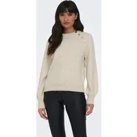 ONLY Rundhalspullover ONLEMMA LS BUTTON ONECK EX KNT Kunstfaser, regular fit