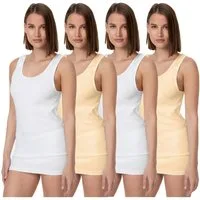 TEXEMP Unterhemd 4er Pack Damen Unterhemd Baumwolle Tank Top Achselhemd Damentop (4-St) 100% gekämmte Baumwolle