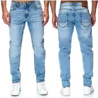 iKENNAS 5-Pocket-Jeans Herren Jeans Hose regulär Fit (7005 jeans) Hellblau W29/L32