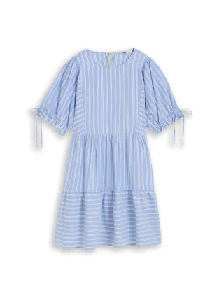 Denim Tom Tailor - Mini-Kleid mit Schleifen-Detail blue white vertical stripe - Gr. - M