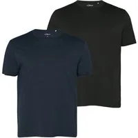 s.Oliver T-Shirt Big Size (2-tlg) Rundhals, kurzarm, dezenter Logo-Aufdruck, im 2er Pack