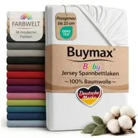 Buymax Spannbettlaken Babybett Kinderbett 60x120cm 70x140cm, Jersey 100% Baumwolle, Gummizug: Rundumgummi, (1 Stück), bis 15 cm Matratzenhöhe, weich, atmungsaktiv, hautfreundlich