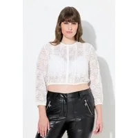Ulla Popken Longbluse Dirndlbluse elastische Spitze Rundhals 3/4-Arm