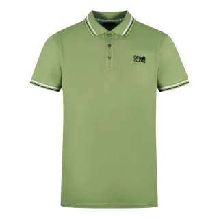 Cavalli Class Zwillings-Besatzkragen Schwarzes Logo Grünes Polo-Shirt