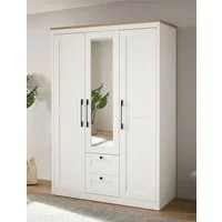 OTTO home Kleiderschrank Büsum Schlafzimmer Schrank mit 3 Türen und Spiegel (stabile robuste Bauweise mit optimaler Aufteilung - Breite 1,5m) Schlafzimmerschrank Landhaus Design Garderobe Schrank Bestseller