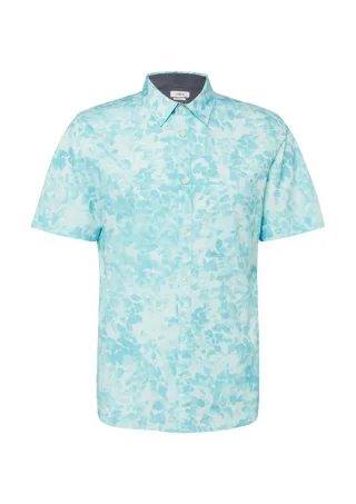 s.Oliver Red Label - Slim Fit: Kurzarm-Hemd mit All-over-Print und Brusttasche blau - Gr. - S