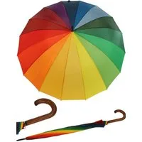 HAPPY RAIN Stockregenschirm XXL Schirm Regenbogen für zwei Personen, riesengroß und kunterbunt