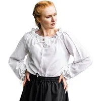 Leonardo Carbone Burgfräulein-Kostüm Bluse "Edith" offenschulterig, Rüschenärmel, Kordelverschluss