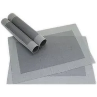 matches21 HOME & HOBBY Platzset Tischsets BORDA 4er Set Schwarz-silber als Tischuntersetzer, (4-St), Abwaschbare Platzsets als Tischunterlagen für Ess-Tisch Tisch-Deko