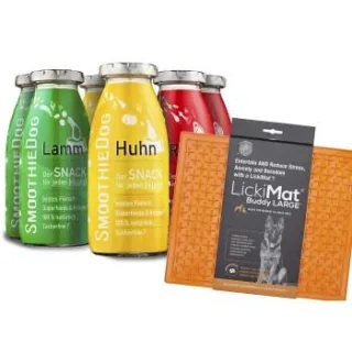 SmoothieDog Klassik 6x 250 ml + Lickimat Orange