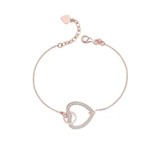 Damenarmband aus 925er Sterlingsilber mit rosévergoldeter Oberfläche und Herz mit Zirkonia BIPU019