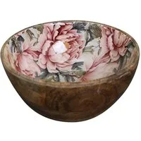 Exner GmbH Garten- & Wohnaccessoires Dekoschale Holzschale Mangoholz Les Fleurs – Deko- & Servierschale