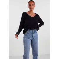 pieces V-Ausschnitt-Pullover PCELLEN LS V-NECK KNIT NOOS BC mit Wolle