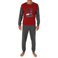 Normann Pyjama Normann Herren langarm Schlafanzug mit Bündchen und edlen Frontprint