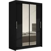 MIRJAN24 Kleiderschrank Miami II (mit Spiegel, Kleiderstange, Schiebetüren, Einlegeboden) Schiebetürenschrank, Schlafzimmerschrank