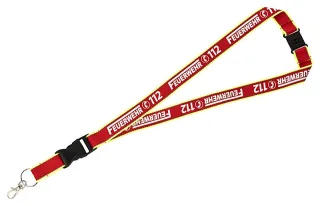 Schlüsselband | Feuerwehr 112 | rot/neongelb | 90 cm | Aufdruck nachleuchtend | silber reflektierende Nähte | Lanyard | Keyholder | Schlüsselanhänger