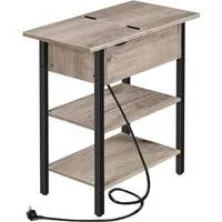 Hoobro Beistelltisch Sofatisch mit Ladestation und Ablagefläche, Schmal für kleine Räume