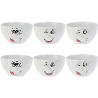 Annastore Müslischale 6-tlg. Set Schalen mit lustigem Gesicht - Müslischalen Servierschale, (6-tlg), 500 ml, Dessertschalen aus Keramik