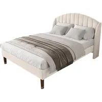 Sweiko Polsterbett, Massivholzbett mit Polsterkopfteil, Samt, 90*200 cm
