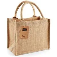 Westford Mill Tragetasche Umhängetasche Jute Mini Gift Bag 26 x 22 x 14 cm, Jute kompakt Geschenktasche Mini Natural