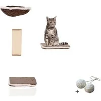 Rohrschneider Katzen-Kletterwand Vierteilige Wandelemente Katzenmöbel Wandmontage Katzen Wandpark, verschiedene Farben