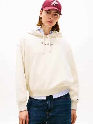 CLASSIC SCRIPT FLEECE HOODIE heather oatmilk - Gr. - S
