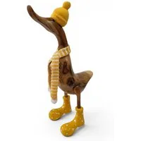 Kinaree Dekofigur Deko Ente Holz mit Schal in verschiedenen Farben Indonesien Holzente, Naturprodukt, Handgefertigt, Unikate, Geschenkideen, Individuell