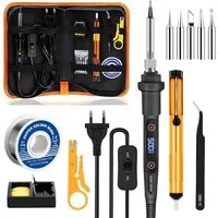 FELIXLEO Elektrowerkzeug-Set Lötkolben Set 80W 180-500°C 5 Lötspitzen Lötdraht für Reparatur, 1-tlg.