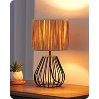 EDISHINE Nachttischlampe Dekolampe H29 cm mit Metallfuß, LED wechselbar, 2700 K Warmweiß, Vintage Tischleuchte mit E14 Leuchtmittel, für Fensterbank, Geschenk