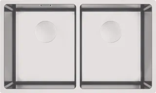 Neuesbad zum Unterbau 2 Becken 740x440x200, 3, 5", Satiniert gebürstet, mit Zubehör NB1DEZPE020A1