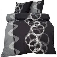 One Home Bettwäsche Winter Fleece, Fleece, 3 teilig, modern und Kreise, kuschelig flauschig warm weich Winter Doppelbett