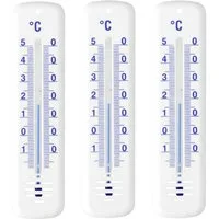 Lantelme Raumthermometer 3 Stück Thermometer Kunststoff Blau, Grün, Pink, Kunststoff Hauswand Thermometer in den Farben Blau, Grün, Pink, Weiß, Deutsche Herstellung, Temperatur -25 °C bis 50 °C Analog, 14cm Lang