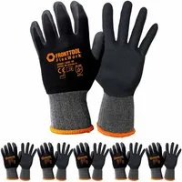 Fronttool Nitril-Handschuhe Arbeitshandschuhe FlexWork Schutzhandschuhe Gartenhandschuhe 6 Paar (Spar-Set)