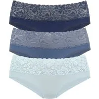 Vivance Slip (3er-Pack) aus elastischer Baumwolle mit floraler Spitze