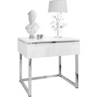 Lookway Nachttisch AURORA SILVER auf silbernem Gestell (1x Nachttisch), Breite: 48 cm