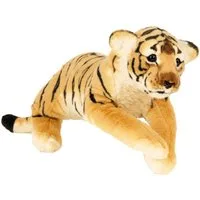 Geschenkestadl Kuscheltier Brauner Tiger – Kuscheltier im Wildlife-Stil in 2 Größen, Formstabiler Kopf weicher Körper braun gestreifte Felloptik
