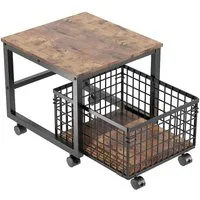 GarveeMore Küchenorganizer-Set Mini-Kühlschranktisch,mit Ausziehbarer Aufbewahrungskorb,Mobilerstände, 90KG Tragkraft,54x50x45.7cm Kühlschrankhalter mit Aufbewahrung& Rädern