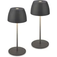 Briloner Leuchten Tischleuchte 2er Set LED Tischlampe kabellos, weiß, 2er Set Tischlampe kabellos 20 x 8 cm Anthrazit 2,5W