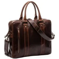 SID & VAIN Laptoptasche echt Leder Aktentasche groß 15 Zoll braun, Laptoptasche 15,4 Zoll echt Leder Unisex, Aktentasche, braun-cognac