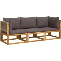 vidaXL Loungesofa 3-tlg. Gartensofa-Set mit Kissen Holz & Seil, 1 Teile