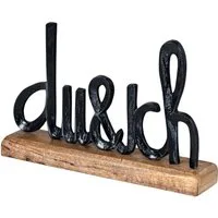 Levandeo® Deko-Schriftzug, Schriftzug Du Und Ich L25cm Schwarz Mango Holz Tisch-Deko Geschenk