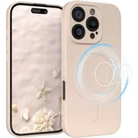 EAZY CASE Handyhülle für Apple iPhone 16 Pro Hülle Silikon 6,3 Zoll, Schutzcase mit MagSafe Slimcover Silikonschutzhülle elastisch Taupe