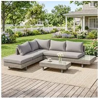 Outsunny Sitzgruppe Polyrattan-Lounge-Set 3-TLG. Couchtisch Beistelltisch, (Gartensofa, 3-tlg., Gartengruppe), Wetterbeständig Grau + Braun 196 x 69 x 59 cm