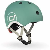 Scoot and Ride Kinderhelm XXS Forest, Schutzhelm mit LED Licht, Fahrradhelm, safety Helm