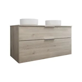 Burgbad Keramik Waschtisch-Set Eqio Eiche Dekor Flanelle/Alpinweiss, SGUO120F2632C0001 SGUO120F2632C0001