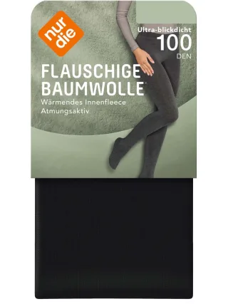 NUR DIE Damen Strumpfhose Flauschige Baumwolle 100 DEN